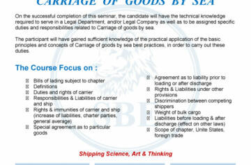 SBE – Advanced Course for CARRIAGE OF GOODS BY SEA